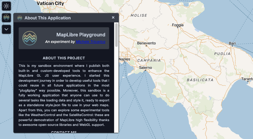 About Control panel showing application information