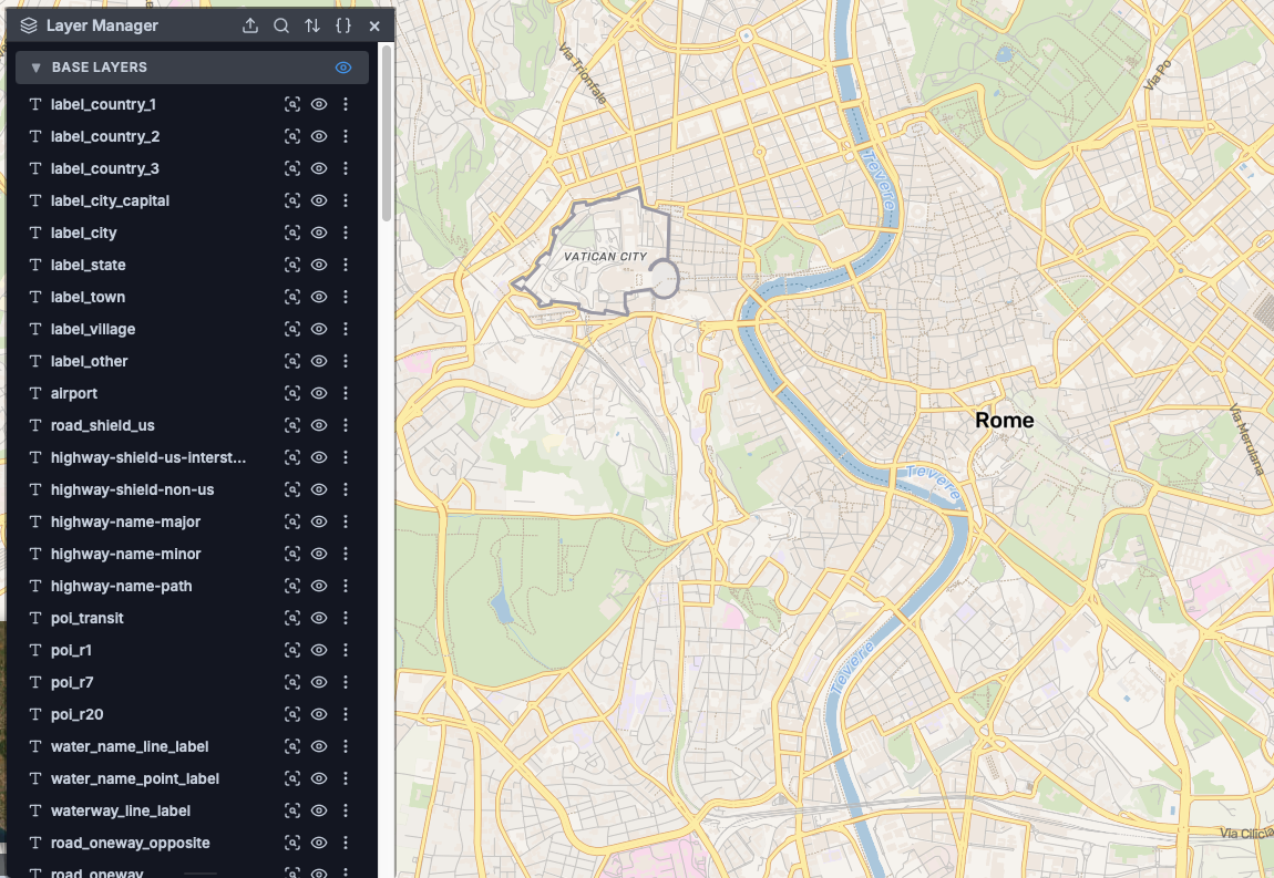 Layer Manager control with layer list and styling options