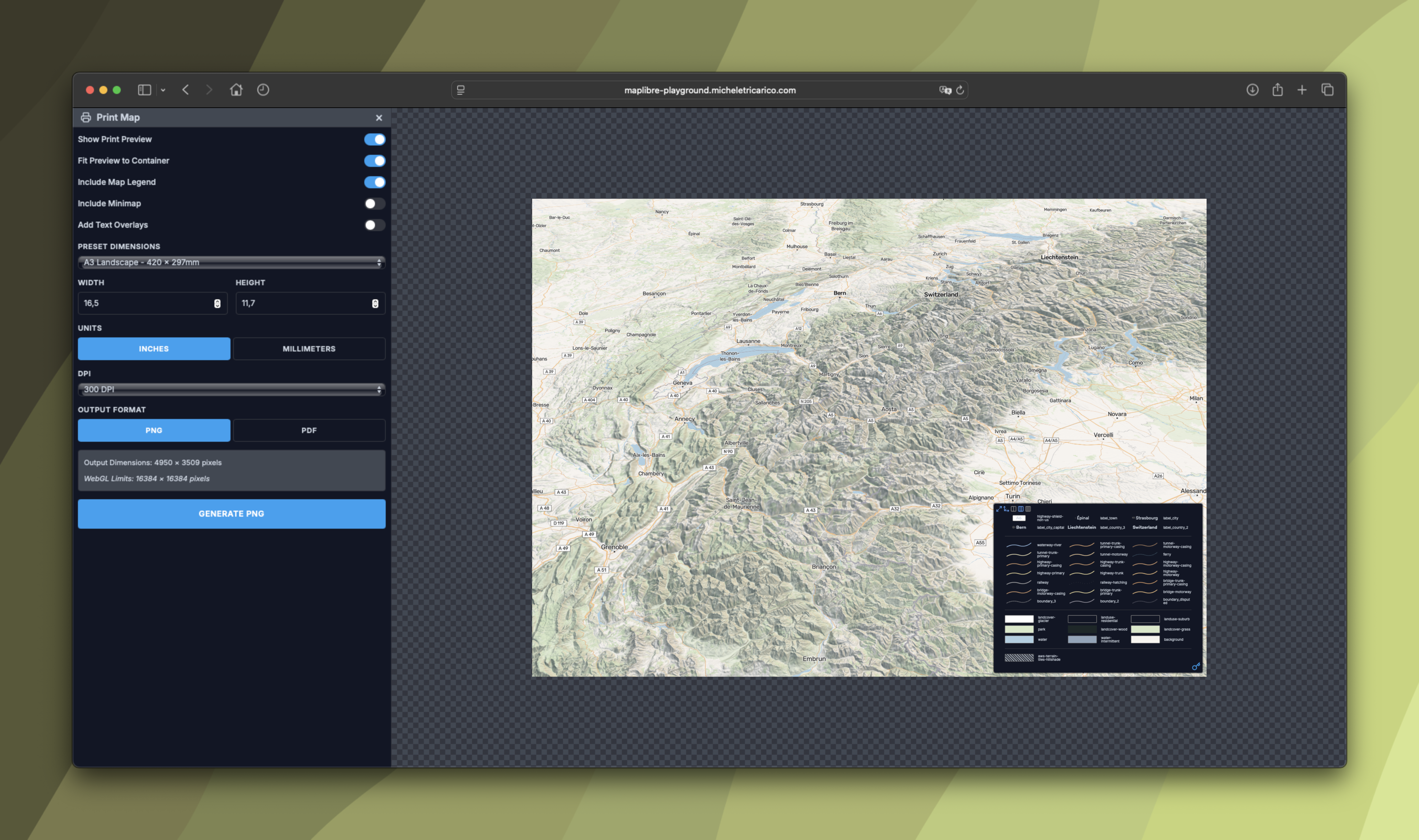 Print Control with layout and dimension options
