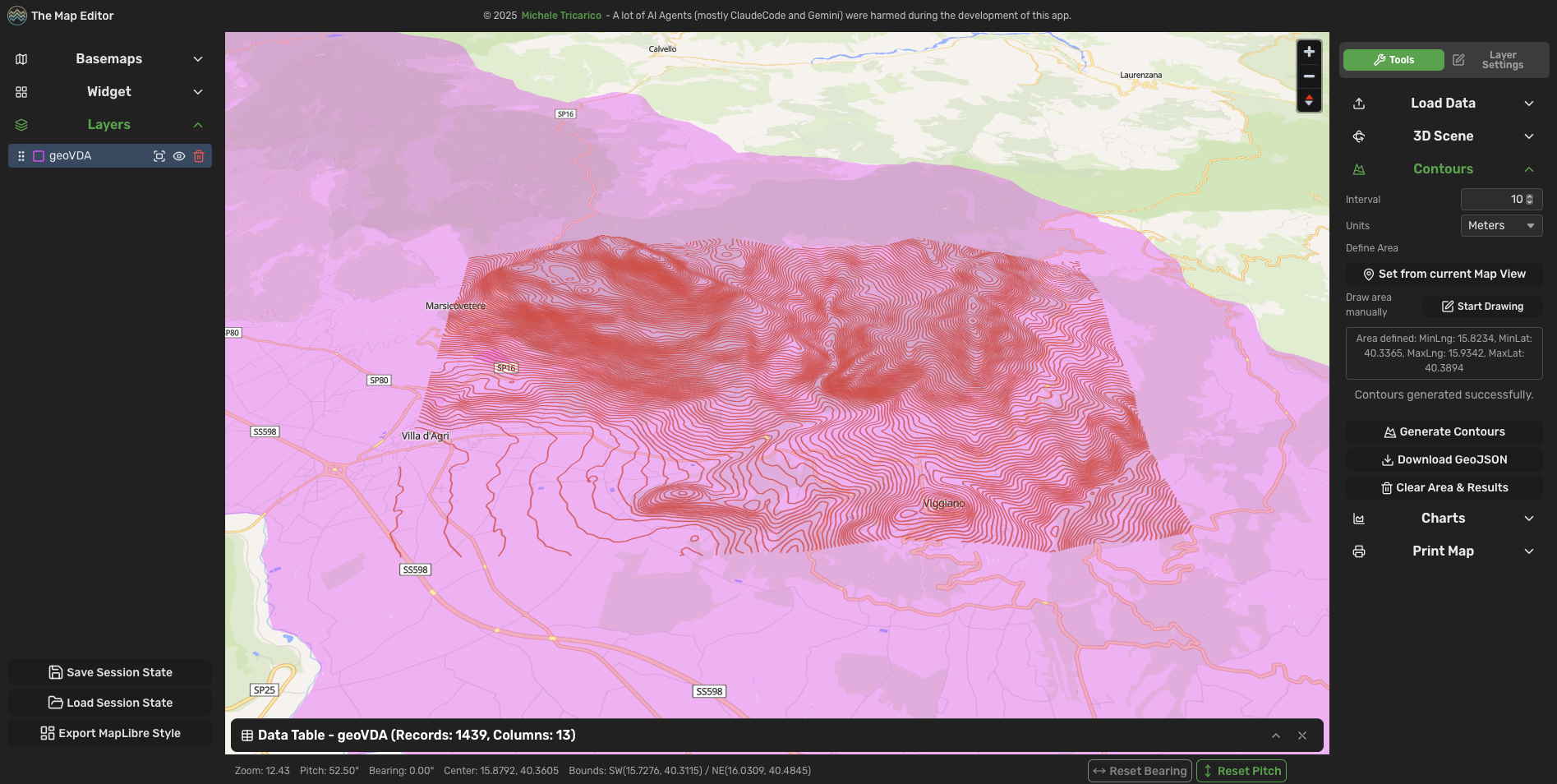generating contours for area of interest