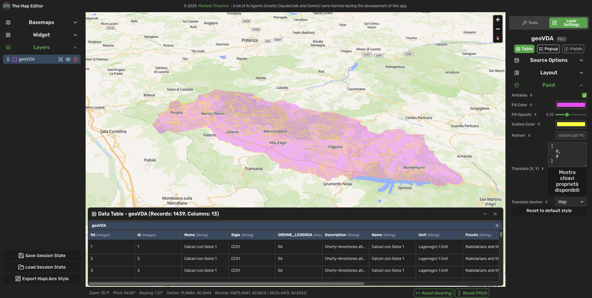 Styling options for fill-type layers